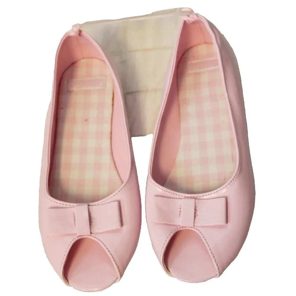 2008 Gymboree Ice Cream Social Easter Pink Patent Leather PU Dress Bow Spring